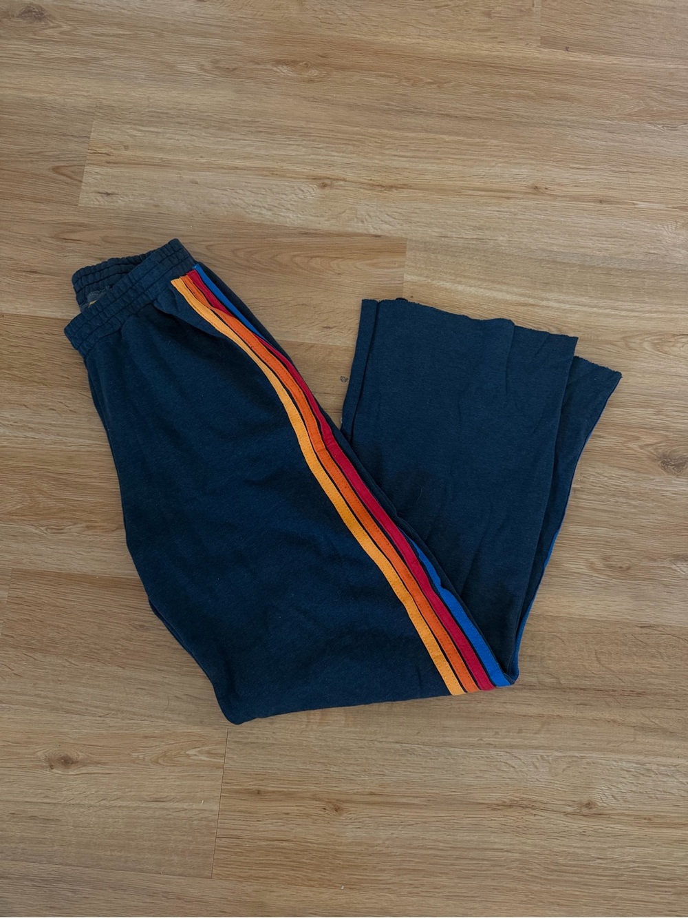Aviator Nation Charcoal Track Pants with Orange Red and Blue Side Stripes
